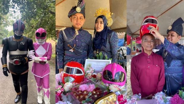 acara-pernikahan-ikhsan-faudzi-dan-nur-ashikin-ahmad_Pengantin Pria Dandani Ayah Mertua Jadi Power Rangers